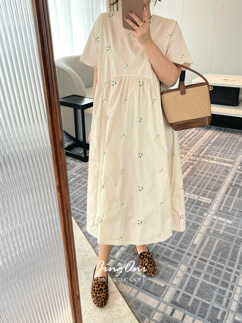 Embroidered Dress Woman Short Sleeve 2023 Summer Clothing Style Elegant Korean Fashion Blouses Beach Long Robe Floral Vintage-31