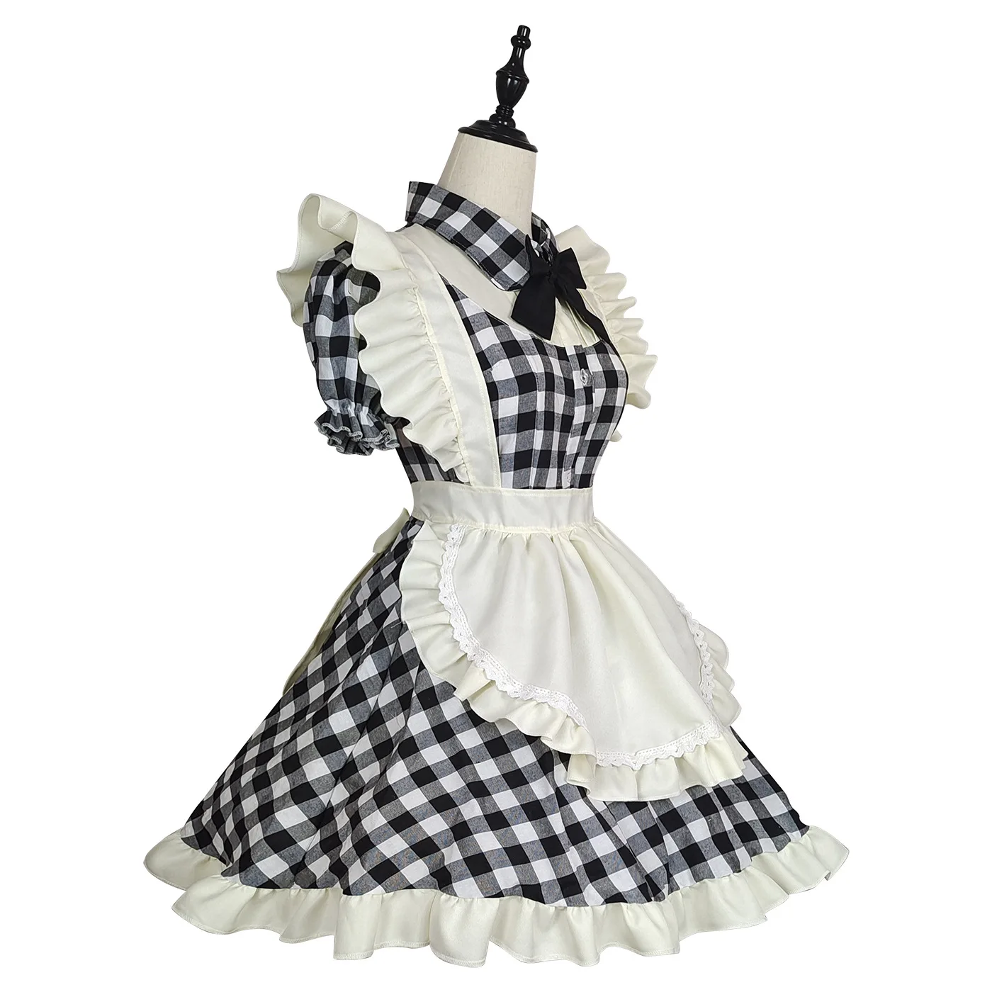 Plus Size Plaid Maid Cosplay Costumes Women Anime Halloween Apron Maid Outfits Lolita School Girl Kawaii Party Clothing 2022 New-16