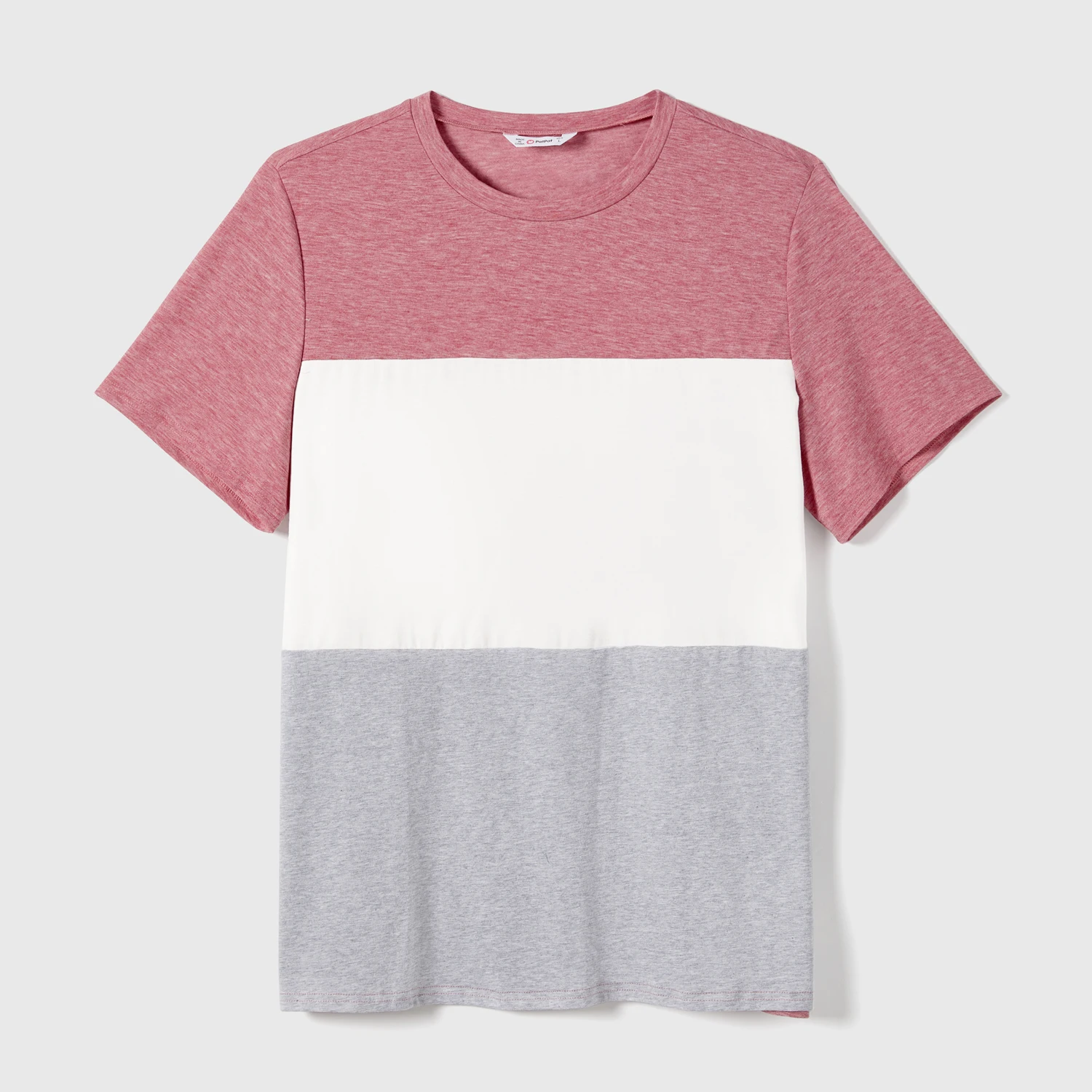 PatPat Family Matching Pink Ruffle-sleeve Texture Dresses and Color Block Short-sleeve T-shirts Sets-13