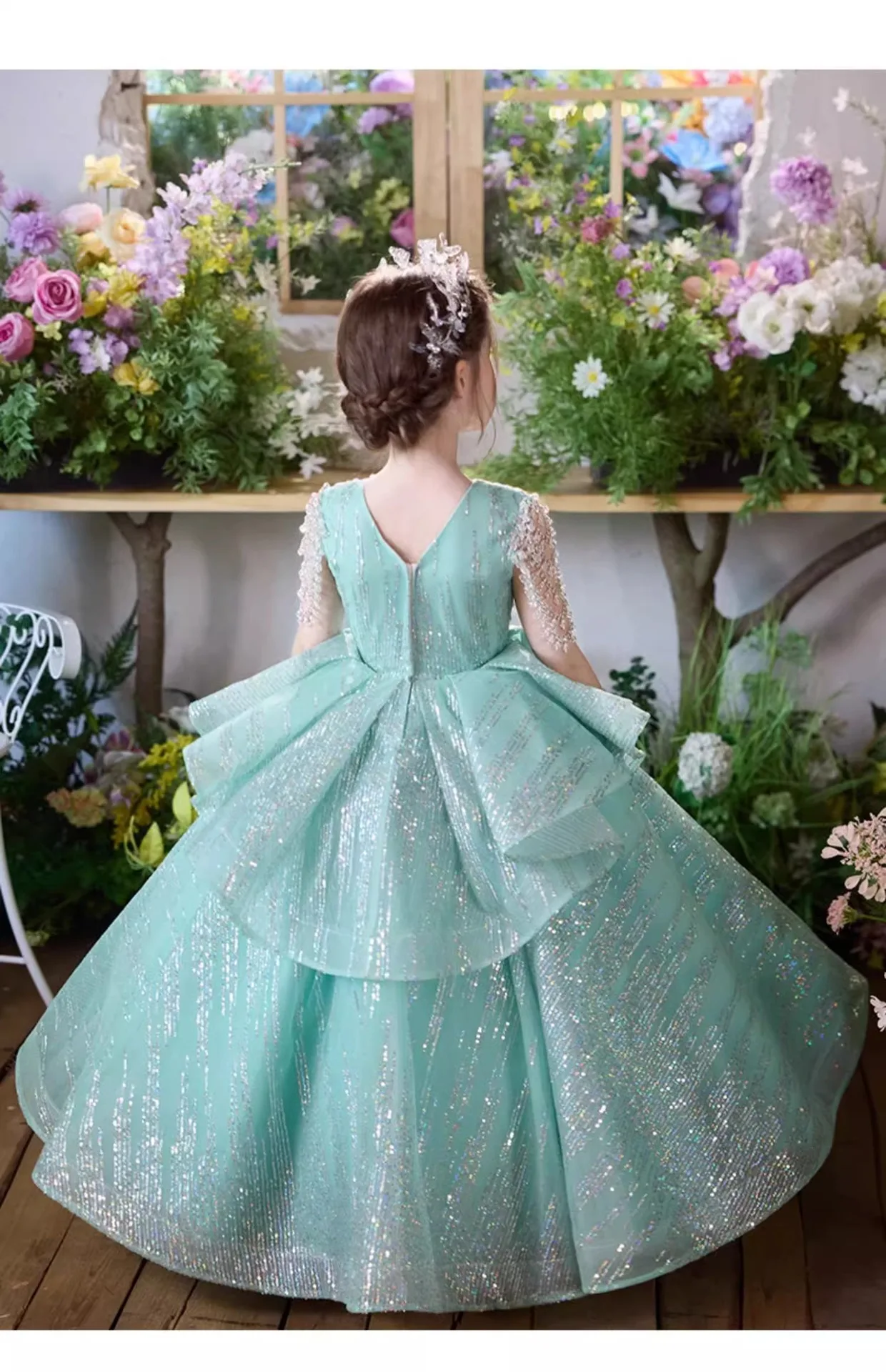 Elegant Fashion Girls Birthday Princess Dress Luxury Flower Girl Wedding Host Piano Recital Pageant Gown Sparkly Party Attire-18