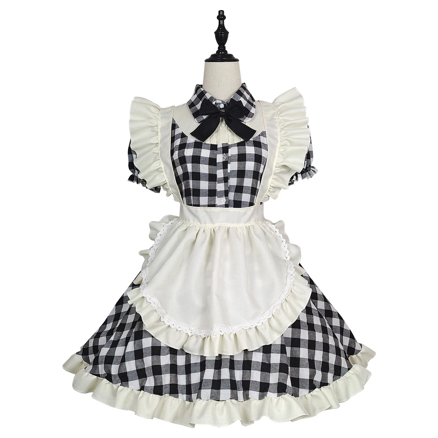 Plus Size Plaid Maid Cosplay Costumes Women Anime Halloween Apron Maid Outfits Lolita School Girl Kawaii Party Clothing 2022 New-14