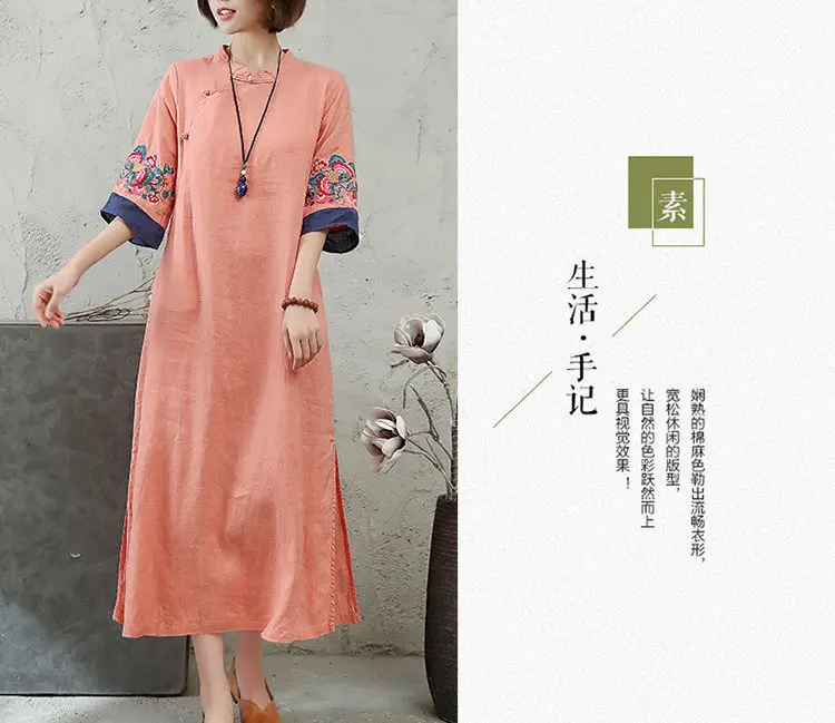 2025 new chinese embroidered hanfu qipao dress women traditional national style spring summer casual daily loose cheongsam-35