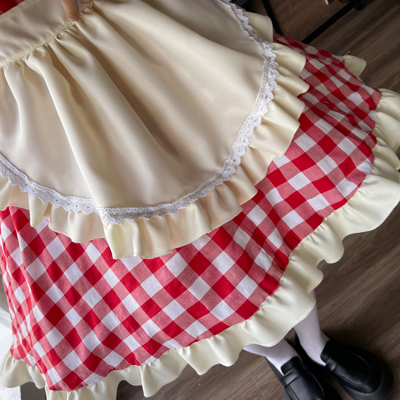 Plus Size Plaid Maid Cosplay Costumes Women Anime Halloween Apron Maid Outfits Lolita School Girl Kawaii Party Clothing 2022 New-4