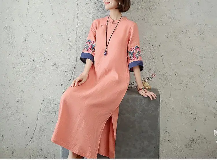 2025 new chinese embroidered hanfu qipao dress women traditional national style spring summer casual daily loose cheongsam-34
