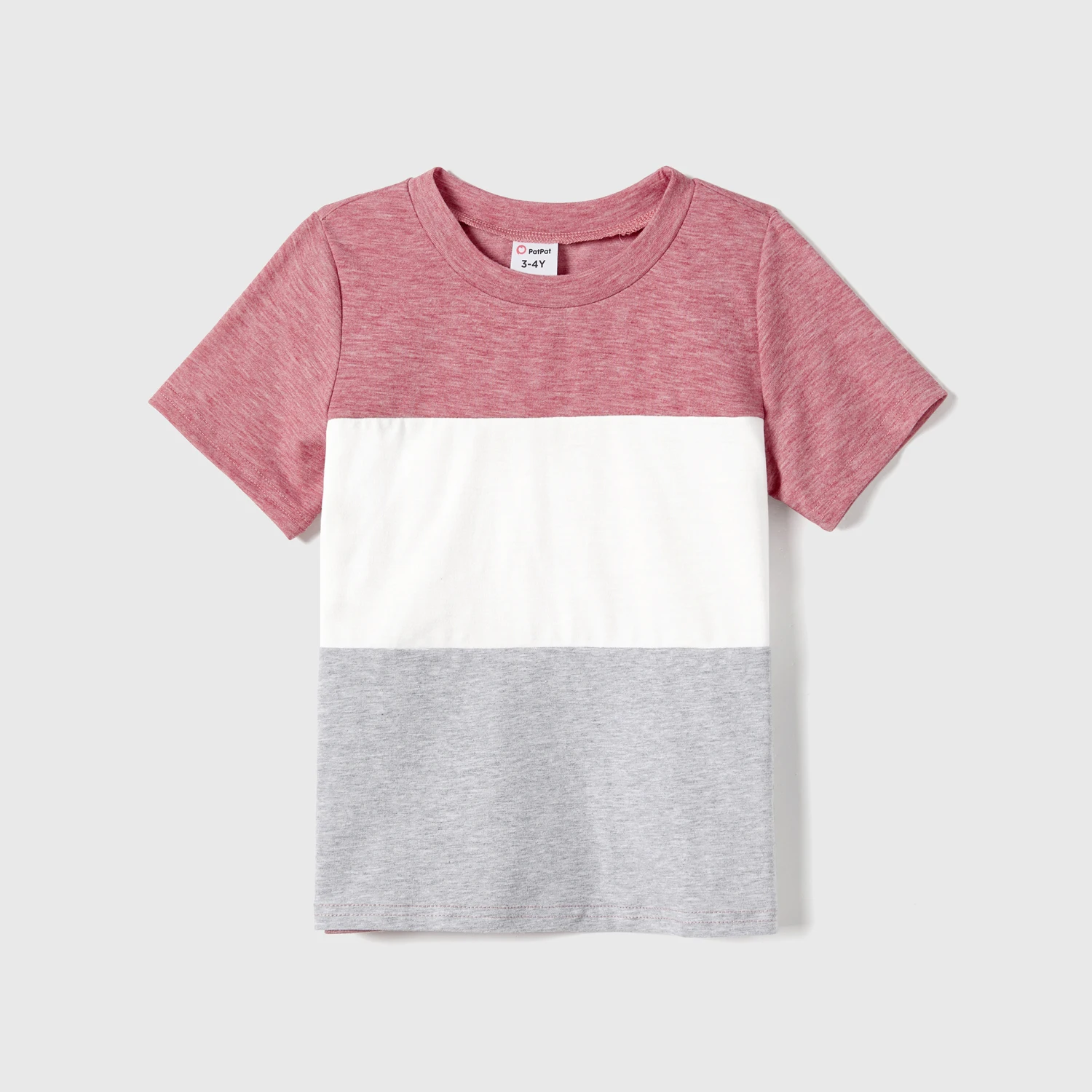 PatPat Family Matching Pink Ruffle-sleeve Texture Dresses and Color Block Short-sleeve T-shirts Sets-17