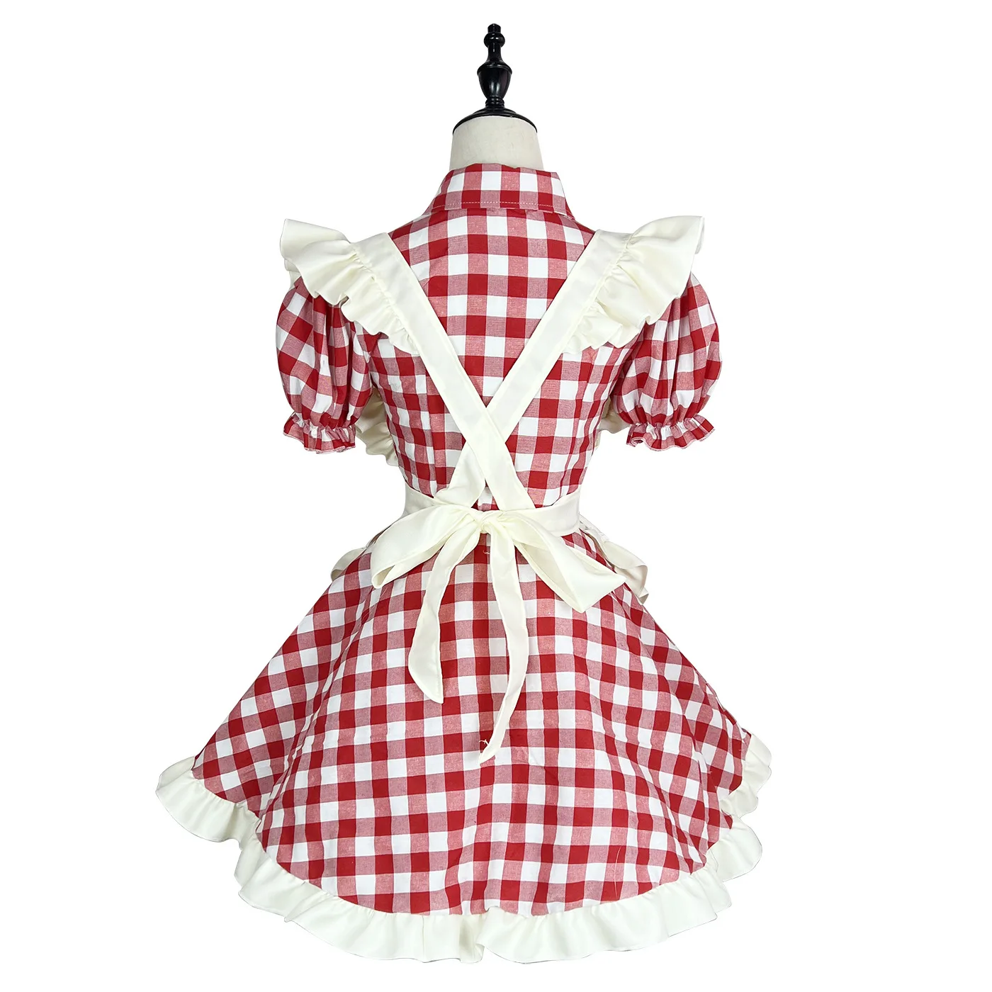 Plus Size Plaid Maid Cosplay Costumes Women Anime Halloween Apron Maid Outfits Lolita School Girl Kawaii Party Clothing 2022 New-12