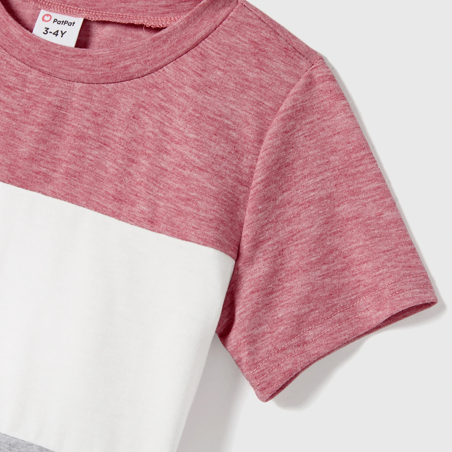 PatPat Family Matching Pink Ruffle-sleeve Texture Dresses and Color Block Short-sleeve T-shirts Sets-18