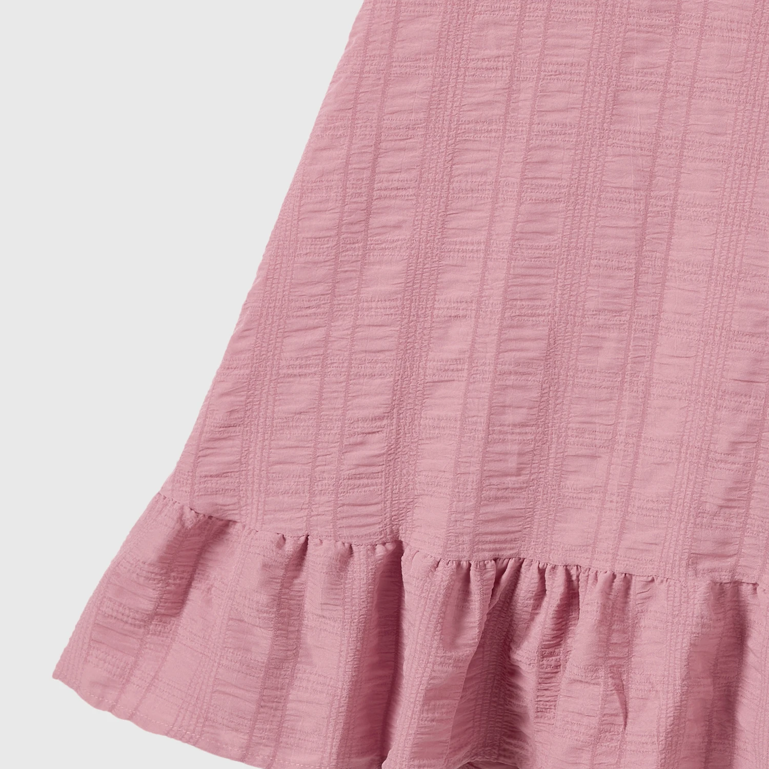 PatPat Family Matching Pink Ruffle-sleeve Texture Dresses and Color Block Short-sleeve T-shirts Sets-10