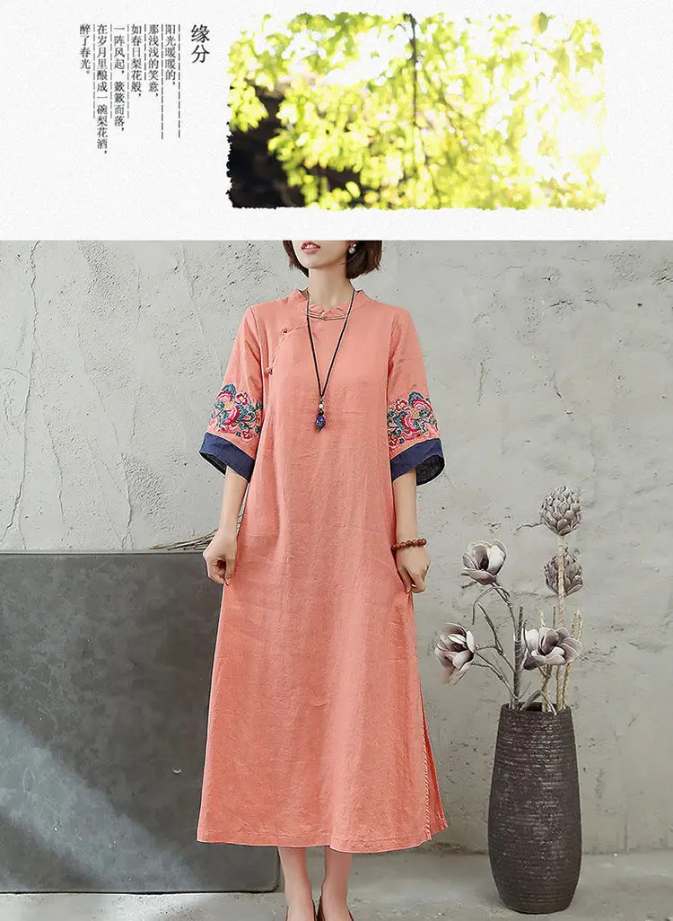 2025 new chinese embroidered hanfu qipao dress women traditional national style spring summer casual daily loose cheongsam-37