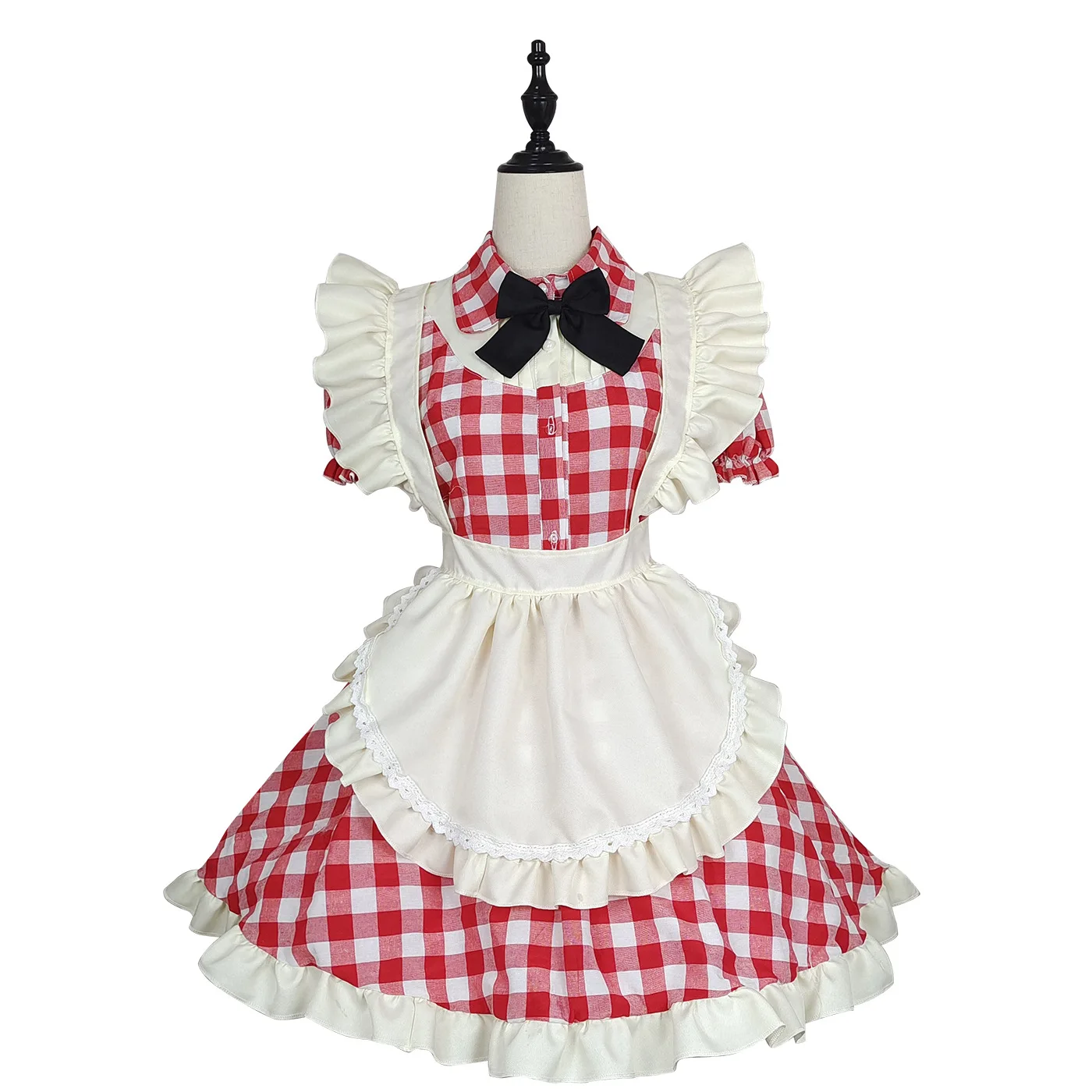 Plus Size Plaid Maid Cosplay Costumes Women Anime Halloween Apron Maid Outfits Lolita School Girl Kawaii Party Clothing 2022 New-11