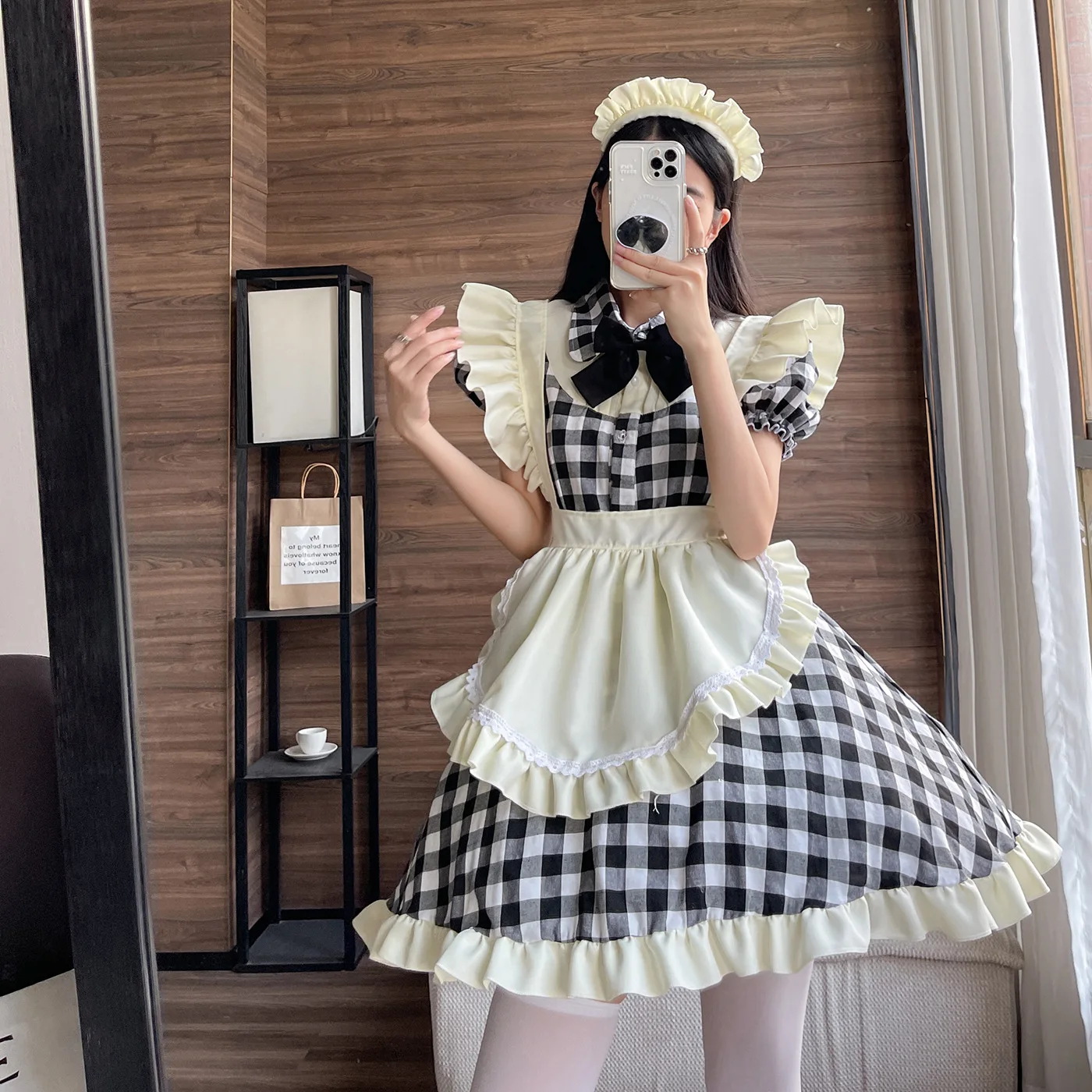 Plus Size Plaid Maid Cosplay Costumes Women Anime Halloween Apron Maid Outfits Lolita School Girl Kawaii Party Clothing 2022 New-7
