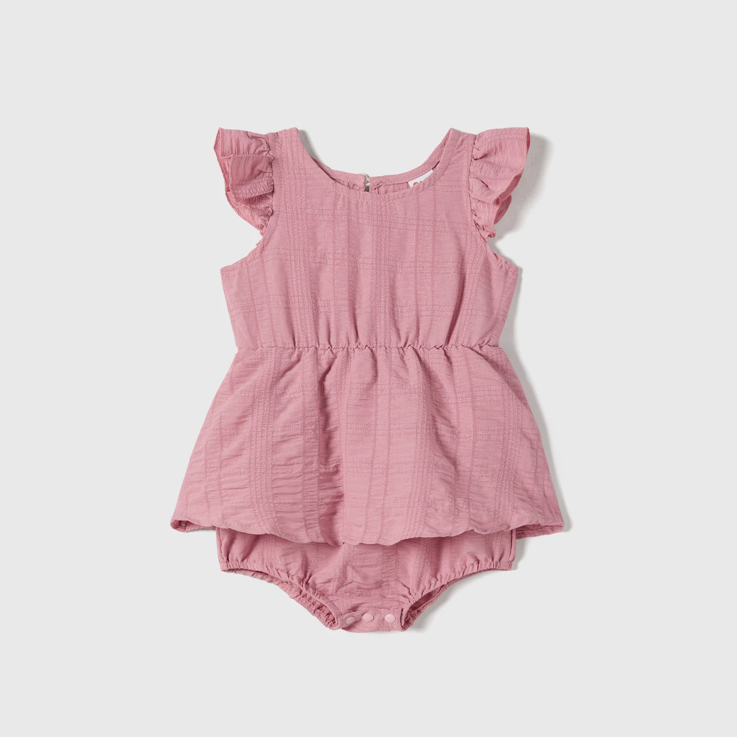 PatPat Family Matching Pink Ruffle-sleeve Texture Dresses and Color Block Short-sleeve T-shirts Sets-2