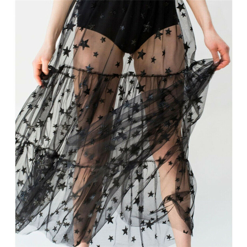 Clothing For Women Fashion Sexy Summer Sweet Tulle Spaghetti Straps See Through Long Dresses Bling Dress-10