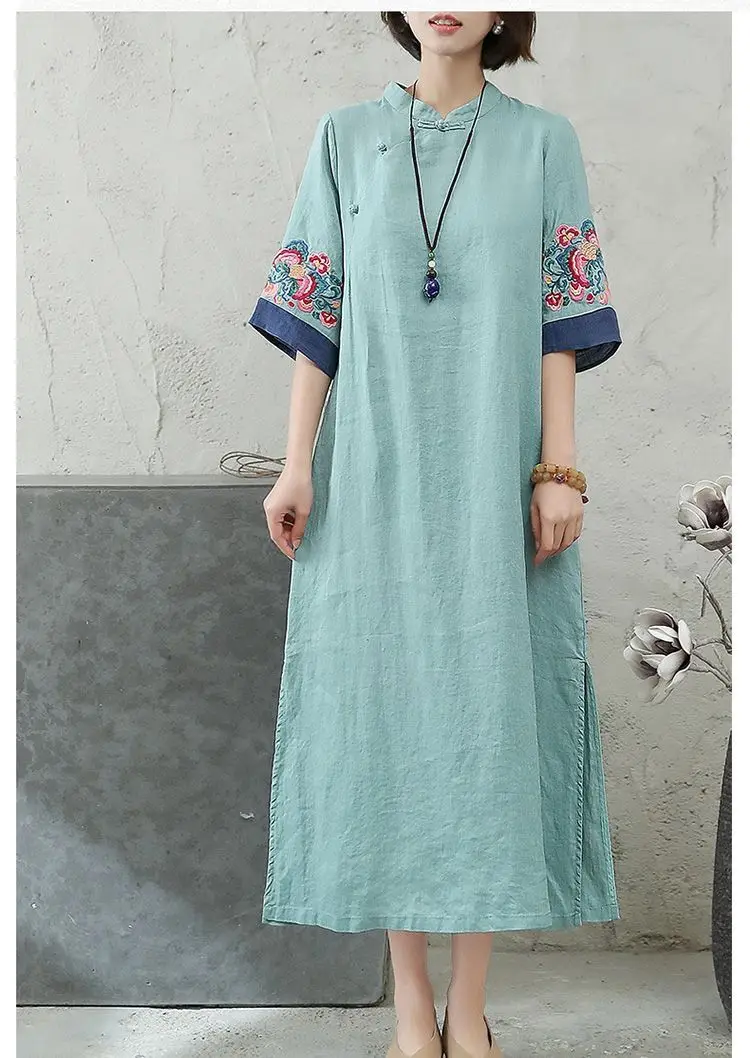 2025 new chinese embroidered hanfu qipao dress women traditional national style spring summer casual daily loose cheongsam-27