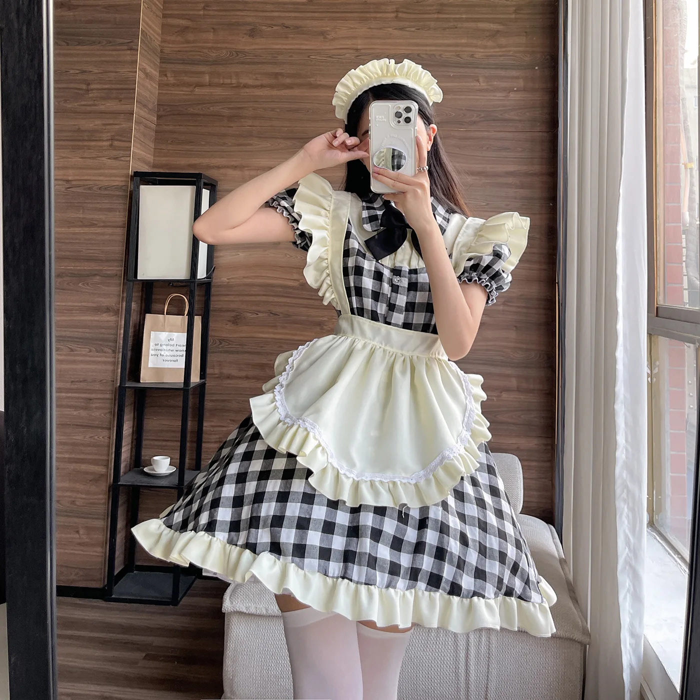 Plus Size Plaid Maid Cosplay Costumes Women Anime Halloween Apron Maid Outfits Lolita School Girl Kawaii Party Clothing 2022 New-9