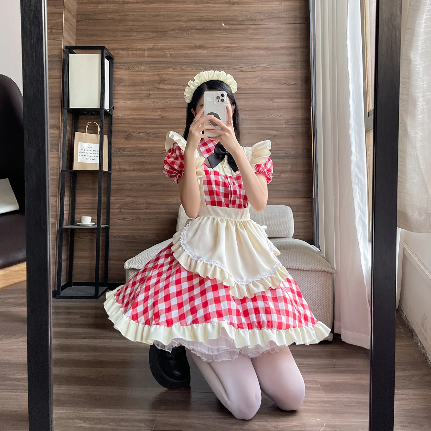 Plus Size Plaid Maid Cosplay Costumes Women Anime Halloween Apron Maid Outfits Lolita School Girl Kawaii Party Clothing 2022 New-5