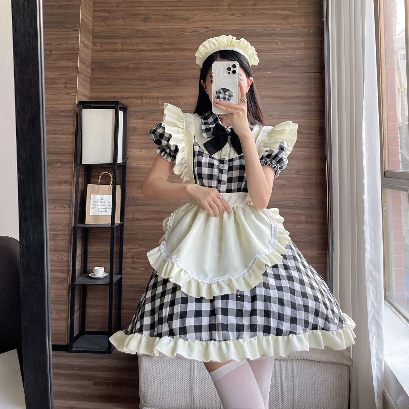 Plus Size Plaid Maid Cosplay Costumes Women Anime Halloween Apron Maid Outfits Lolita School Girl Kawaii Party Clothing 2022 New-8