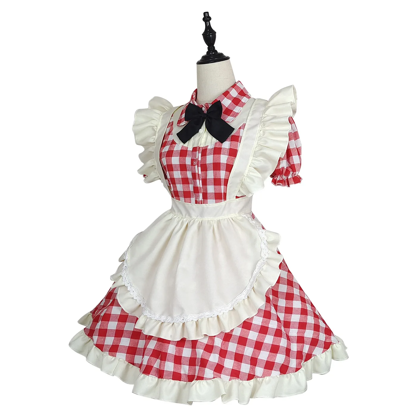Plus Size Plaid Maid Cosplay Costumes Women Anime Halloween Apron Maid Outfits Lolita School Girl Kawaii Party Clothing 2022 New-13
