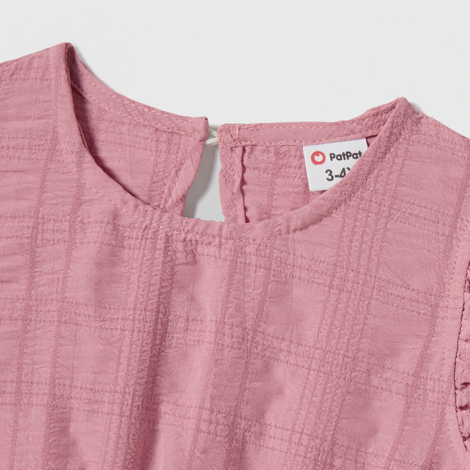 PatPat Family Matching Pink Ruffle-sleeve Texture Dresses and Color Block Short-sleeve T-shirts Sets-8