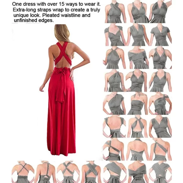 Sexy Women Multiway Wrap Convertible Boho Maxi Club Red Dress Bandage Long Dress Party Bridesmaids Infinity Robe Longue Femme 2