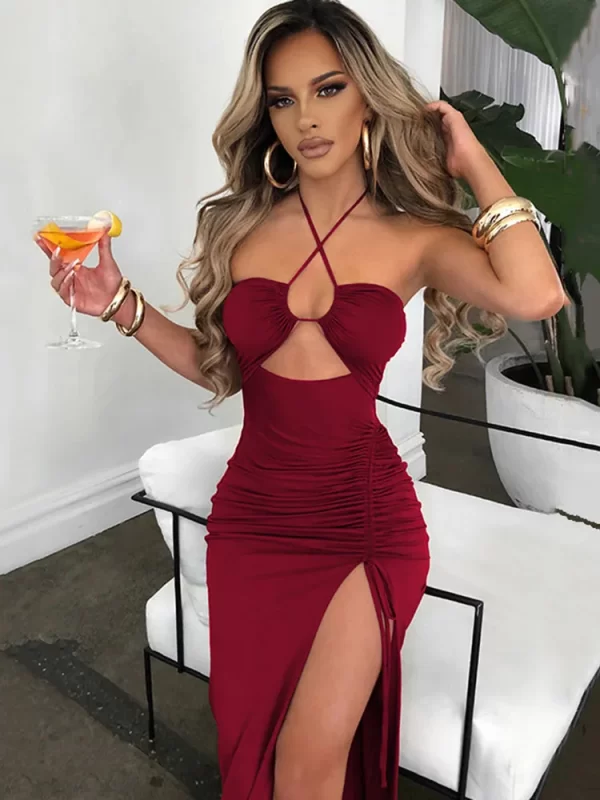 Sleeveless Sexy Female Midi Backless Dresses Slim Night Club Party Women's Dress Bodycon Vestidos Elegantes Para Mujer 5