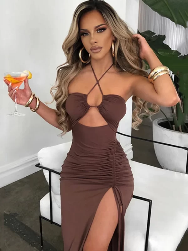 Sleeveless Sexy Female Midi Backless Dresses Slim Night Club Party Women's Dress Bodycon Vestidos Elegantes Para Mujer 6