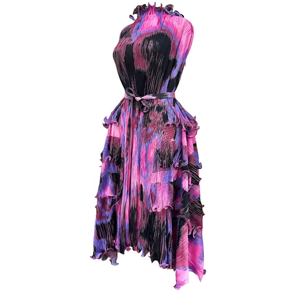 Trendy pleated women's dress with waistband design to enhance body shape and elegant temperament skirt 6
