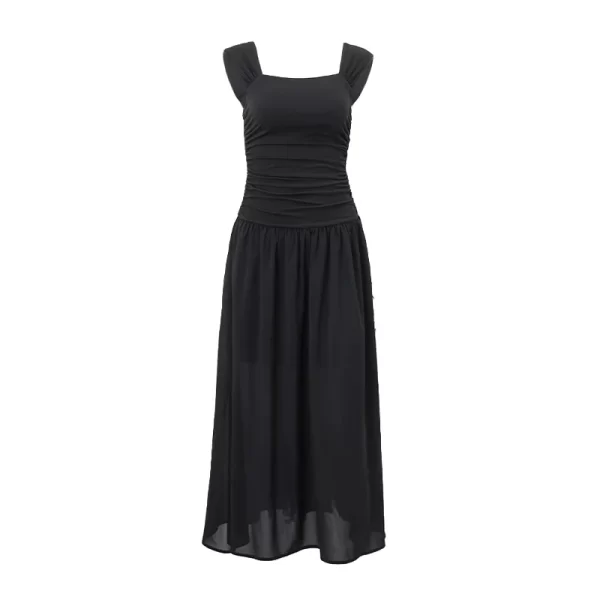 WhereMery Elegant Slip Long Dresses Sexy Women Ruched Bodycon Solid Maxi Dress Spring Y2K Summer Temperament High-waist Vestidos 6