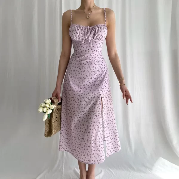 Women Elegant Floral Beach Vacation Bodycon Streetwear Long Dress 2024 Summer Clothes Wholesale Items For Business 4