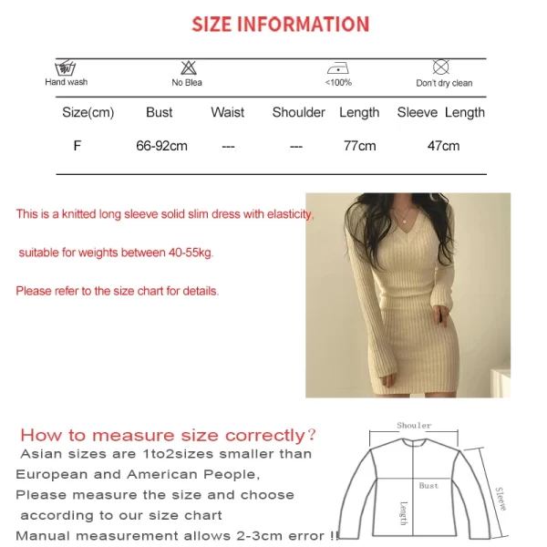 Women Knit Slim Sexy Bodycon Dress V-Neck Long Sleeve Dress Solid Casual Midi Sweater Dress For Women 2024 Autumn Winter 6