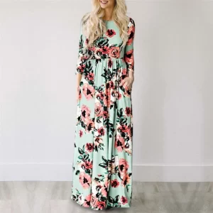 Women Summer Floral Print Maxi  2025 Loose White Boho Beach Dress Women Vintage Evening Party Long Dress Vestidos Female Robe 1