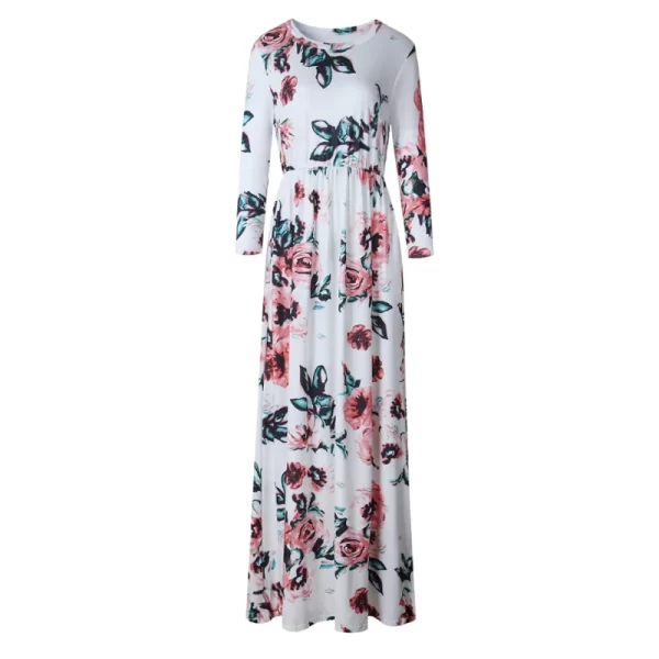 Women Summer Floral Print Maxi  2025 Loose White Boho Beach Dress Women Vintage Evening Party Long Dress Vestidos Female Robe 6