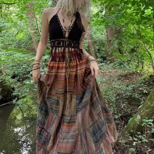 women's summer elastic waist maxi skirts boho a line flowy long skirts with pockets toddler cheer skirt