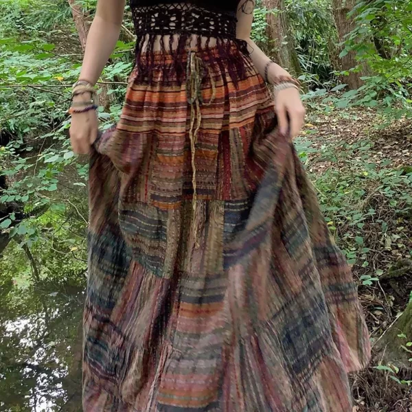 women's summer elastic waist maxi skirts boho a line flowy long skirts with pockets toddler cheer skirt