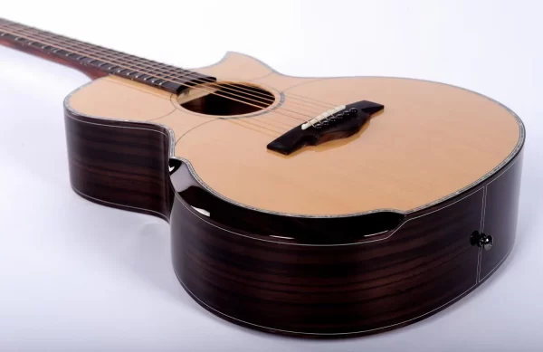38 inches solid spruce top acoustic guitar abalone inlays rosewood back and sides