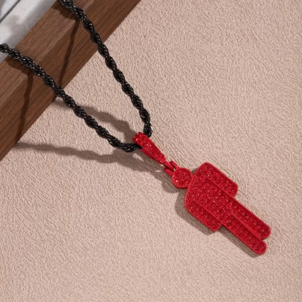 creative tilted head necklace fashionable hip hop street style unique fashion rhinestone pendant unisex lock chain accessories