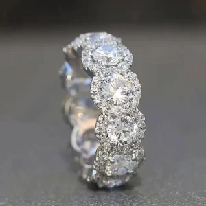 huitan sparkling cubic zirconia promise rings for women wedding engagement bands silver color new modern fashion female jewelry