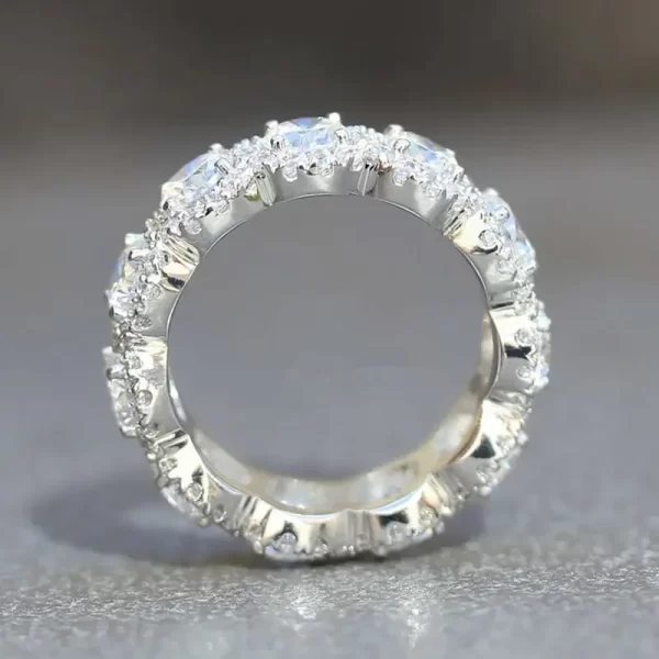 huitan sparkling cubic zirconia promise rings for women wedding engagement bands silver color new modern fashion female jewelry