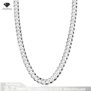 7mm men's cuban link chain 925 sterling silver necklace curb cuban link chain chokers for women hip hop jewelry ships from usa