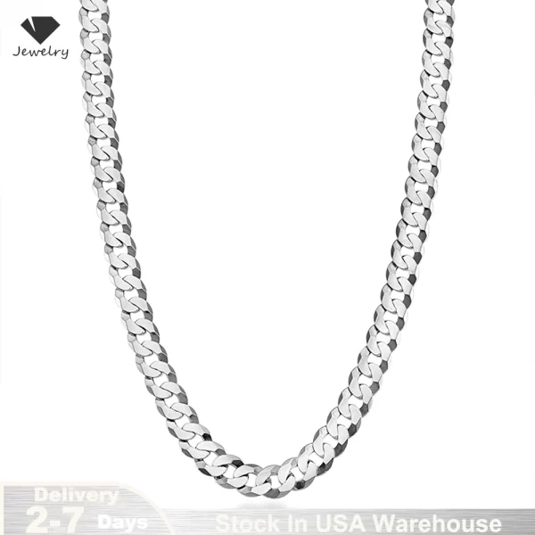 7mm men's cuban link chain 925 sterling silver necklace curb cuban link chain chokers for women hip hop jewelry ships from usa