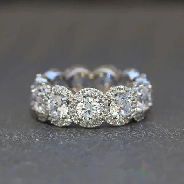 huitan sparkling cubic zirconia promise rings for women wedding engagement bands silver color new modern fashion female jewelry