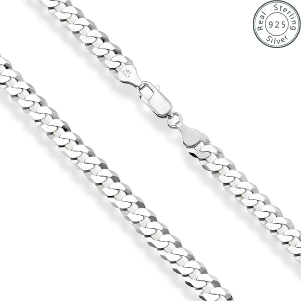 7mm men's cuban link chain 925 sterling silver necklace curb cuban link chain chokers for women hip hop jewelry ships from usa