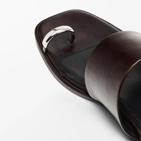 mrxmus dutit women shoes genuine leather slippers toed sandals fashionable cracked leather commuting flat shoes