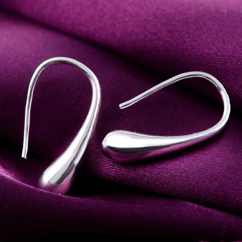 925 Sterling Silver Water Drop Pendants Hoop Earrings For Women Wedding Party Luxury Fashion Jewelry 2022 Christmas Gift-2