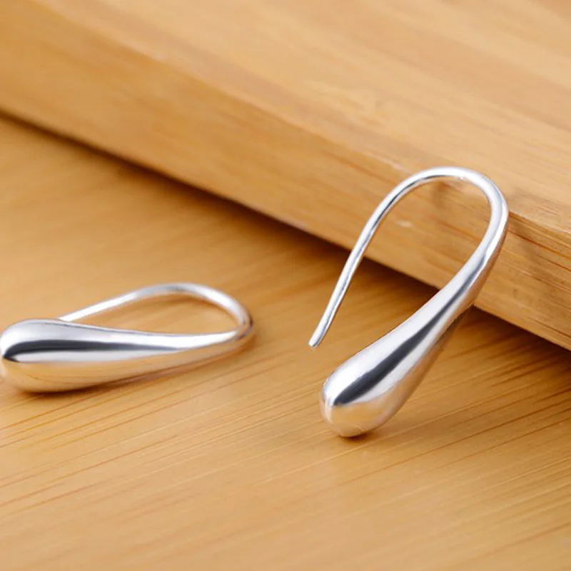 925 Sterling Silver Water Drop Pendants Hoop Earrings For Women Wedding Party Luxury Fashion Jewelry 2022 Christmas Gift-4