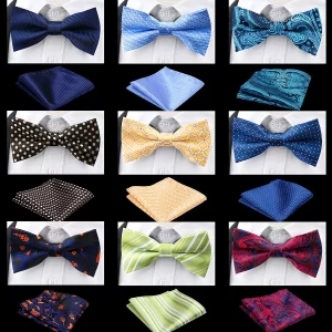 fashion bowtie for men wedding bow tie and handchief two pieces set business bow men accessories suit gifts wholesale
