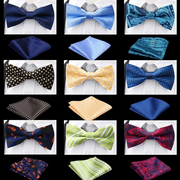 fashion bowtie for men wedding bow tie and handchief two pieces set business bow men accessories suit gifts wholesale