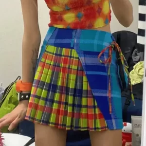 new in spring summer 2025 trend streetwear y2k skirts for women's a line patchwork plaid pant skirts faldas woman clothing