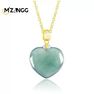 authentic natural a goods jadeite blue water love jade pendant 18k gold inlaid ice jade necklace exquisite fashion women jewelry