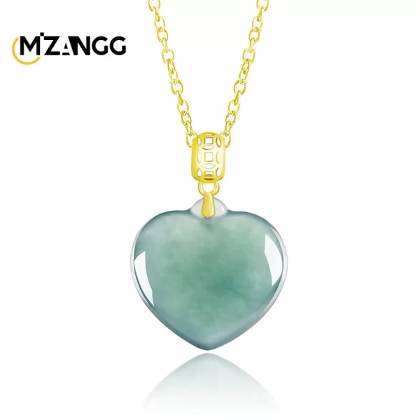 authentic natural a goods jadeite blue water love jade pendant 18k gold inlaid ice jade necklace exquisite fashion women jewelry
